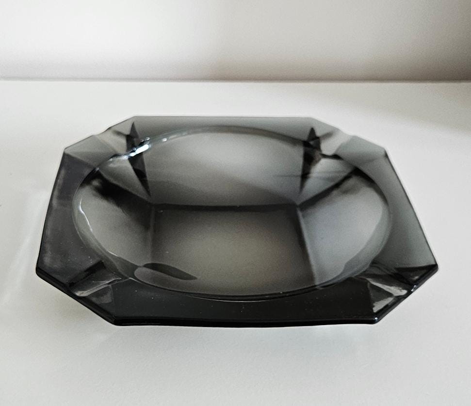 Retro Vintage Smoked Glass Ashtray