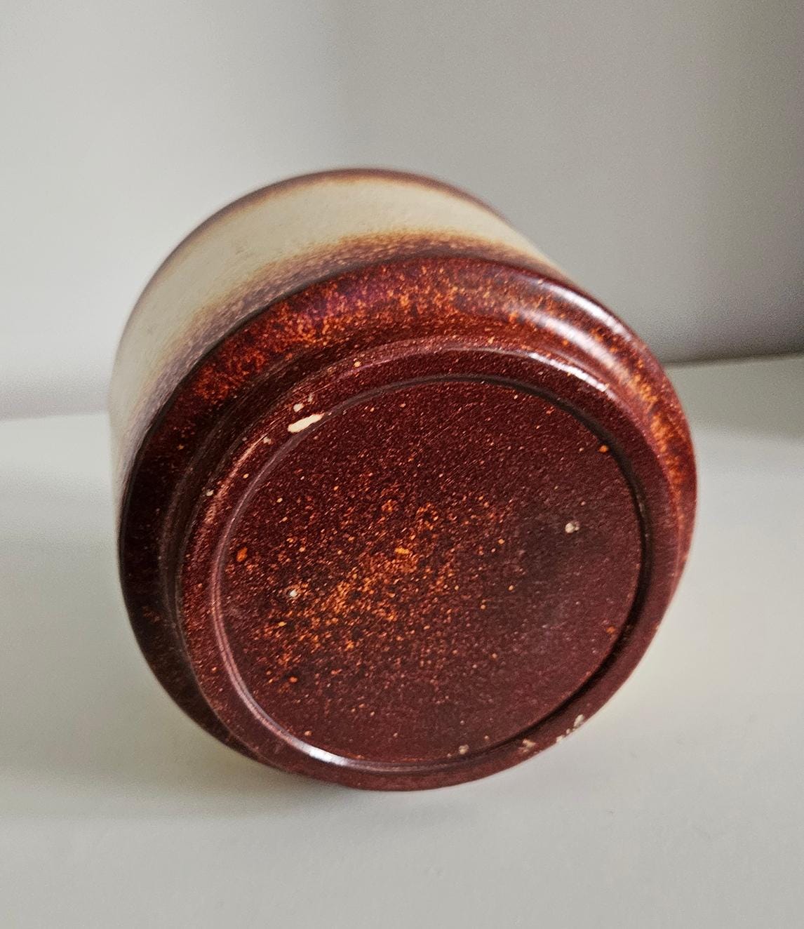 Mid-Century Brown & Beige Ceramic Planter