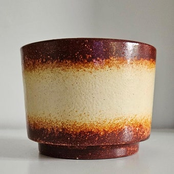 Mid-Century Brown & Beige Ceramic Planter
