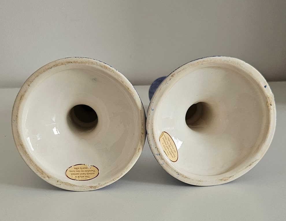 Pair Of Vintage Hand-Painted Candlestick Holders