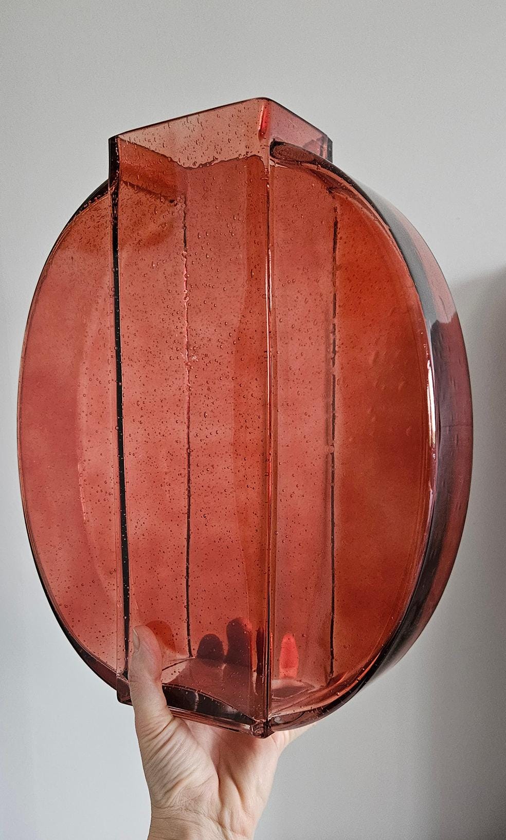 Large Retro Red/Orange Glass Vase