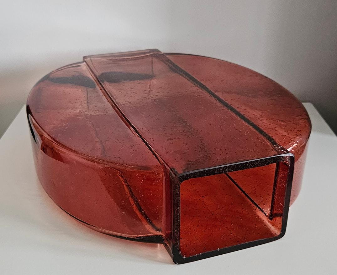 Large Retro Red/Orange Glass Vase
