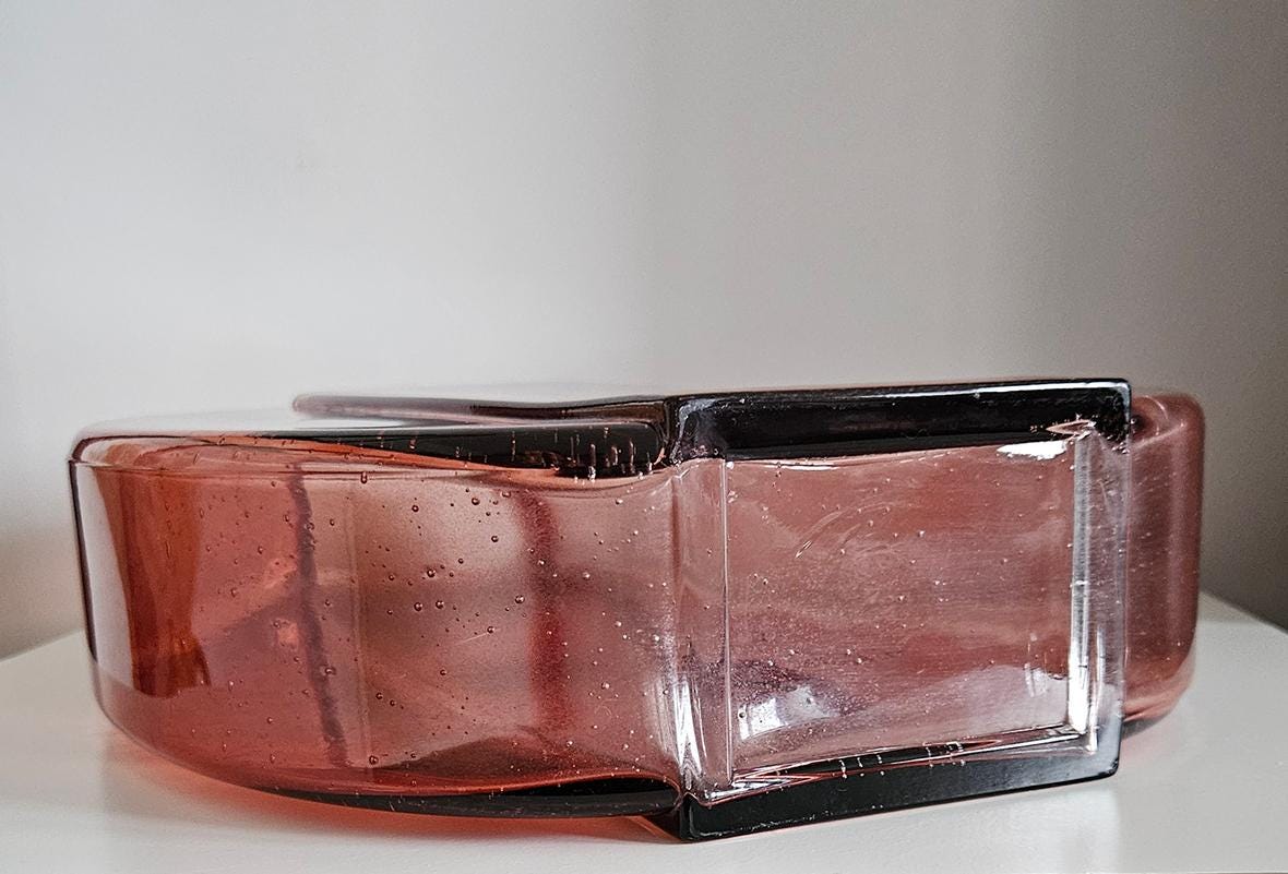 Large Retro Red/Orange Glass Vase