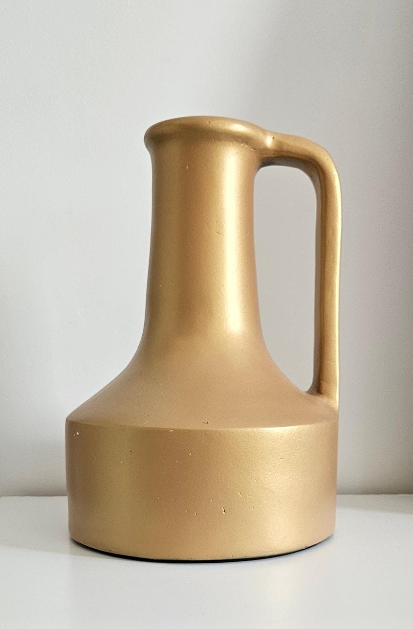 Large & Heavy Pottery Vase With Handle