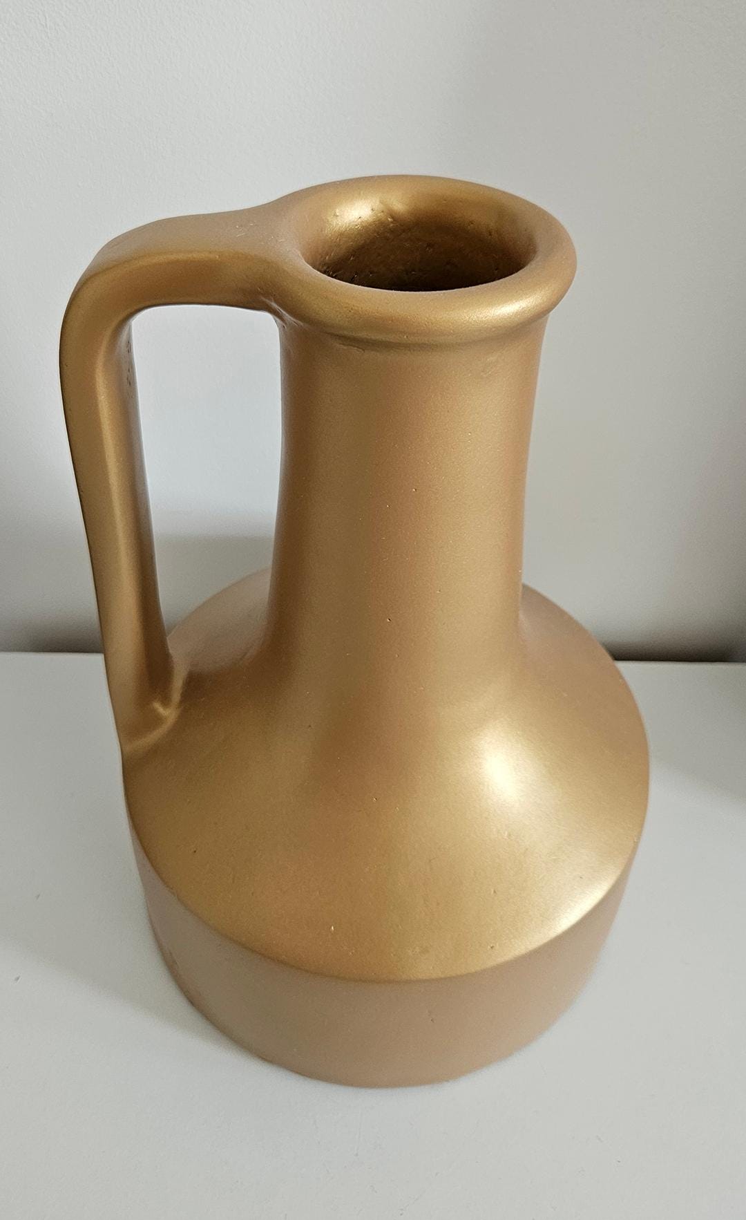 Large & Heavy Pottery Vase With Handle