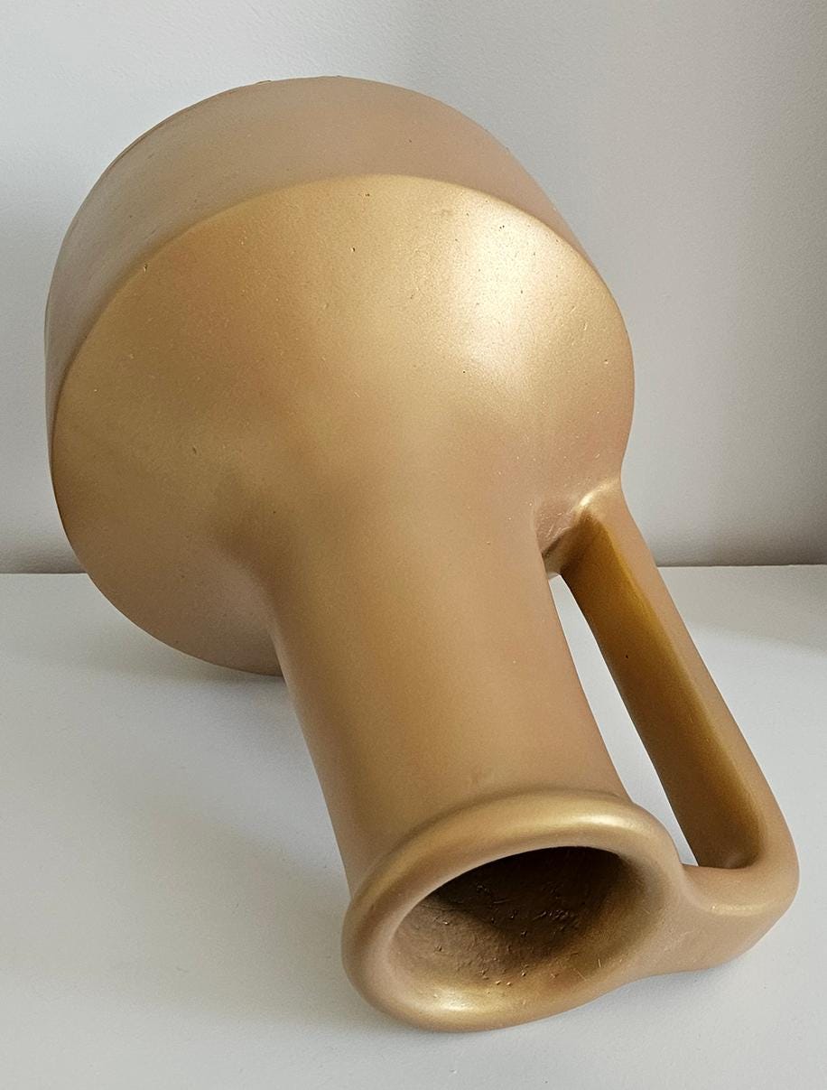 Large & Heavy Pottery Vase With Handle