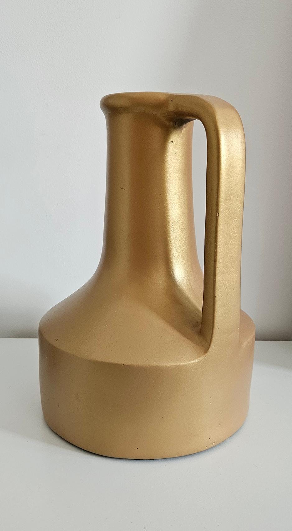 Large & Heavy Pottery Vase With Handle
