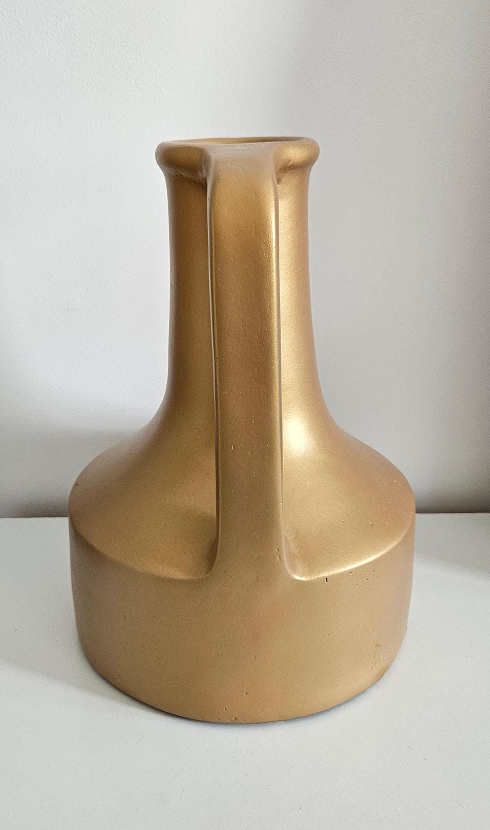 Large & Heavy Pottery Vase With Handle