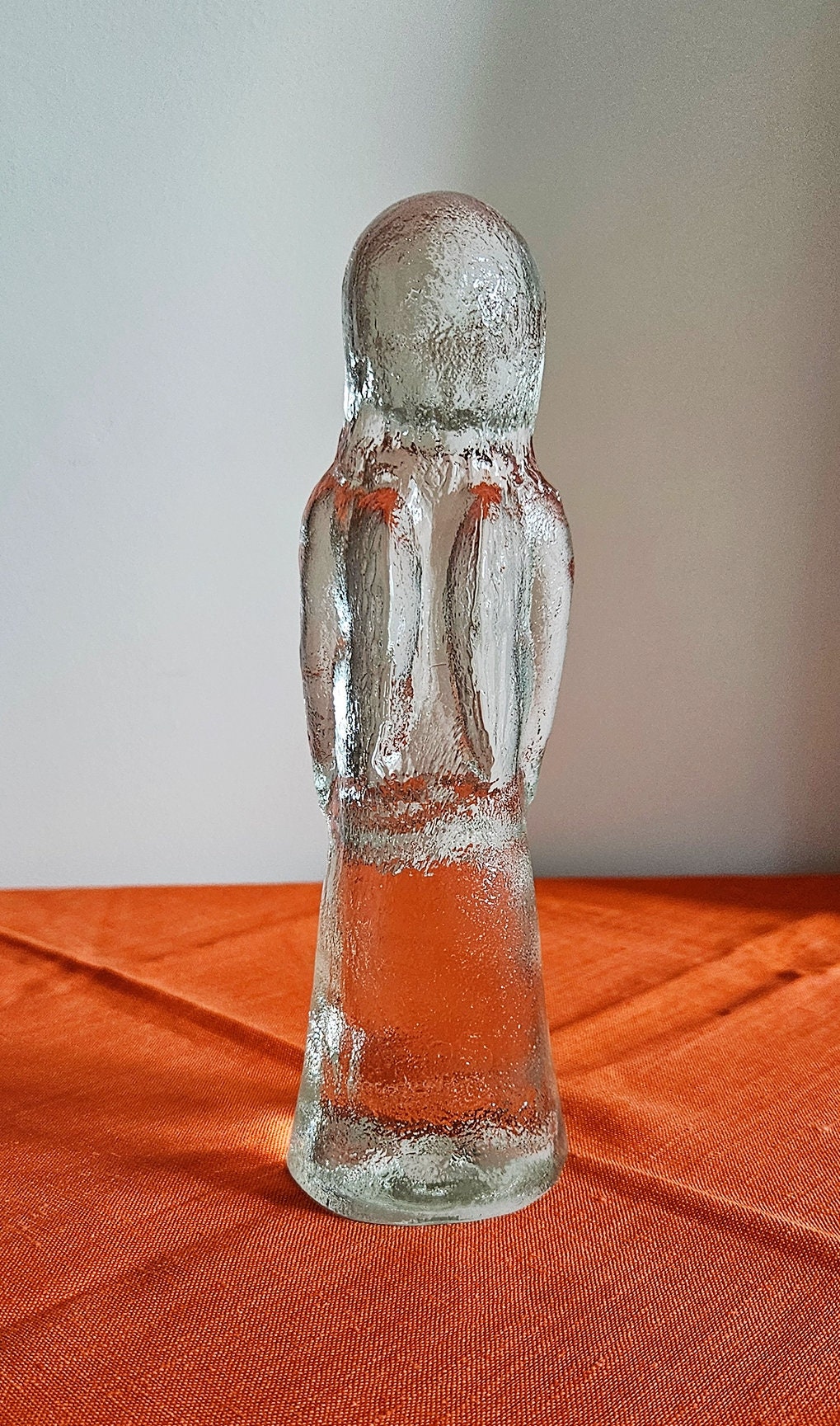 Vintage Clear Textured Glass Angel Figurine Sculpture