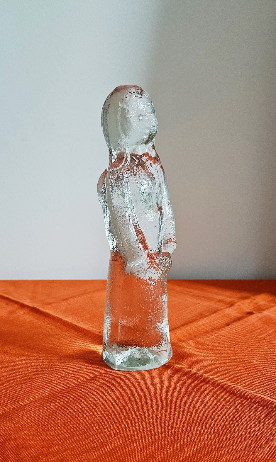 Vintage Clear Textured Glass Angel Figurine Sculpture