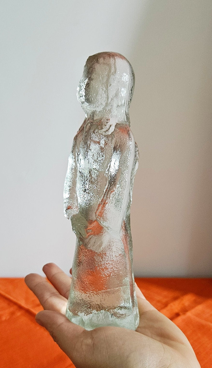 Vintage Clear Textured Glass Angel Figurine Sculpture