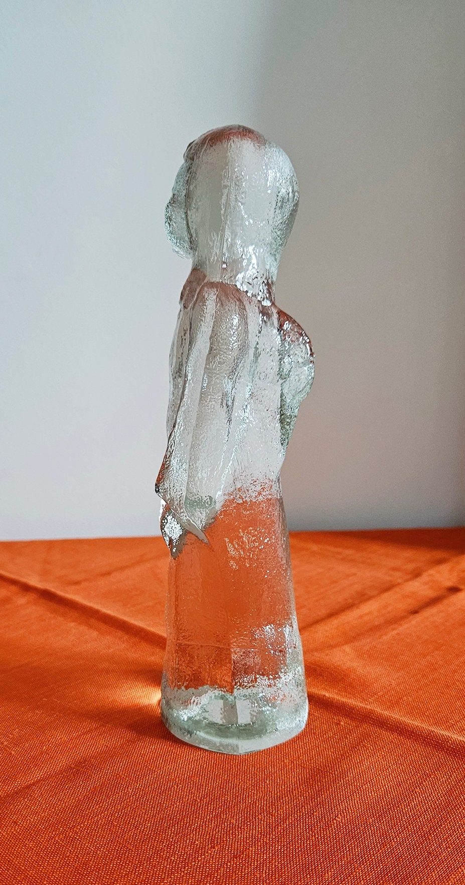 Vintage Clear Textured Glass Angel Figurine Sculpture