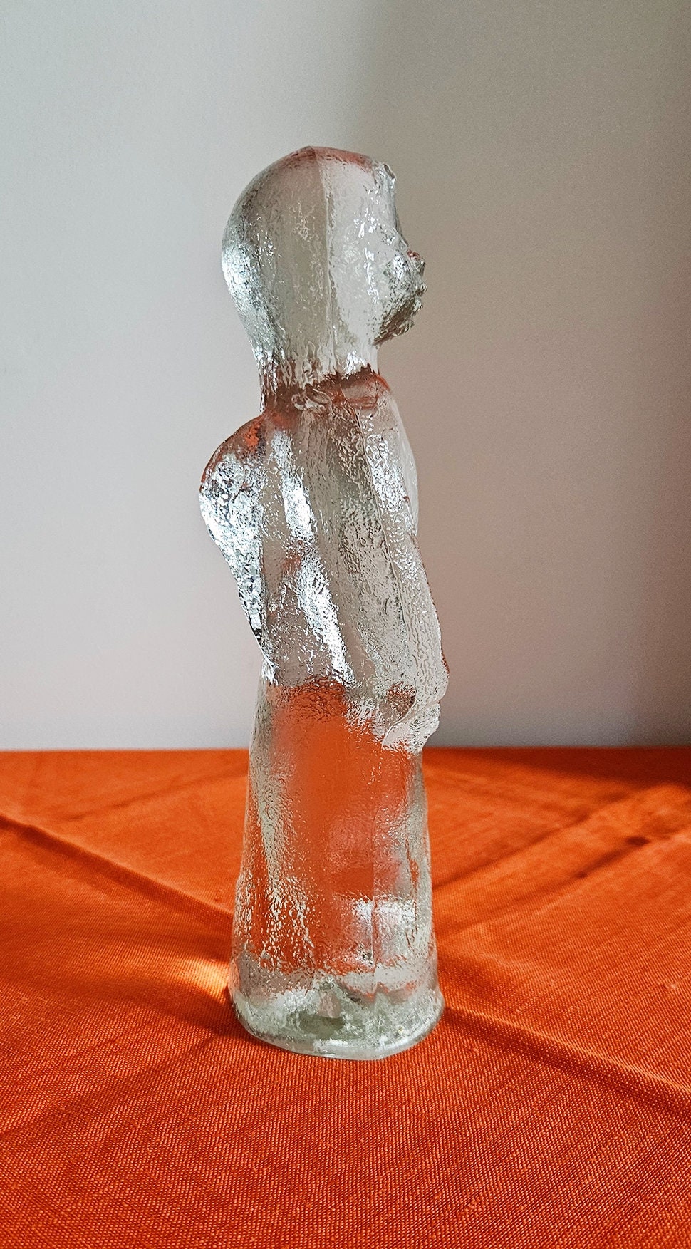 Vintage Clear Textured Glass Angel Figurine Sculpture