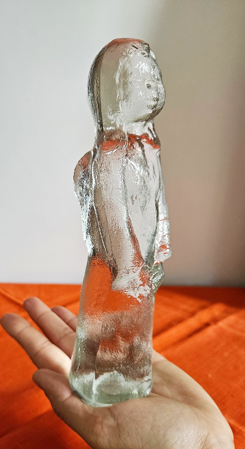 Vintage Clear Textured Glass Angel Figurine Sculpture