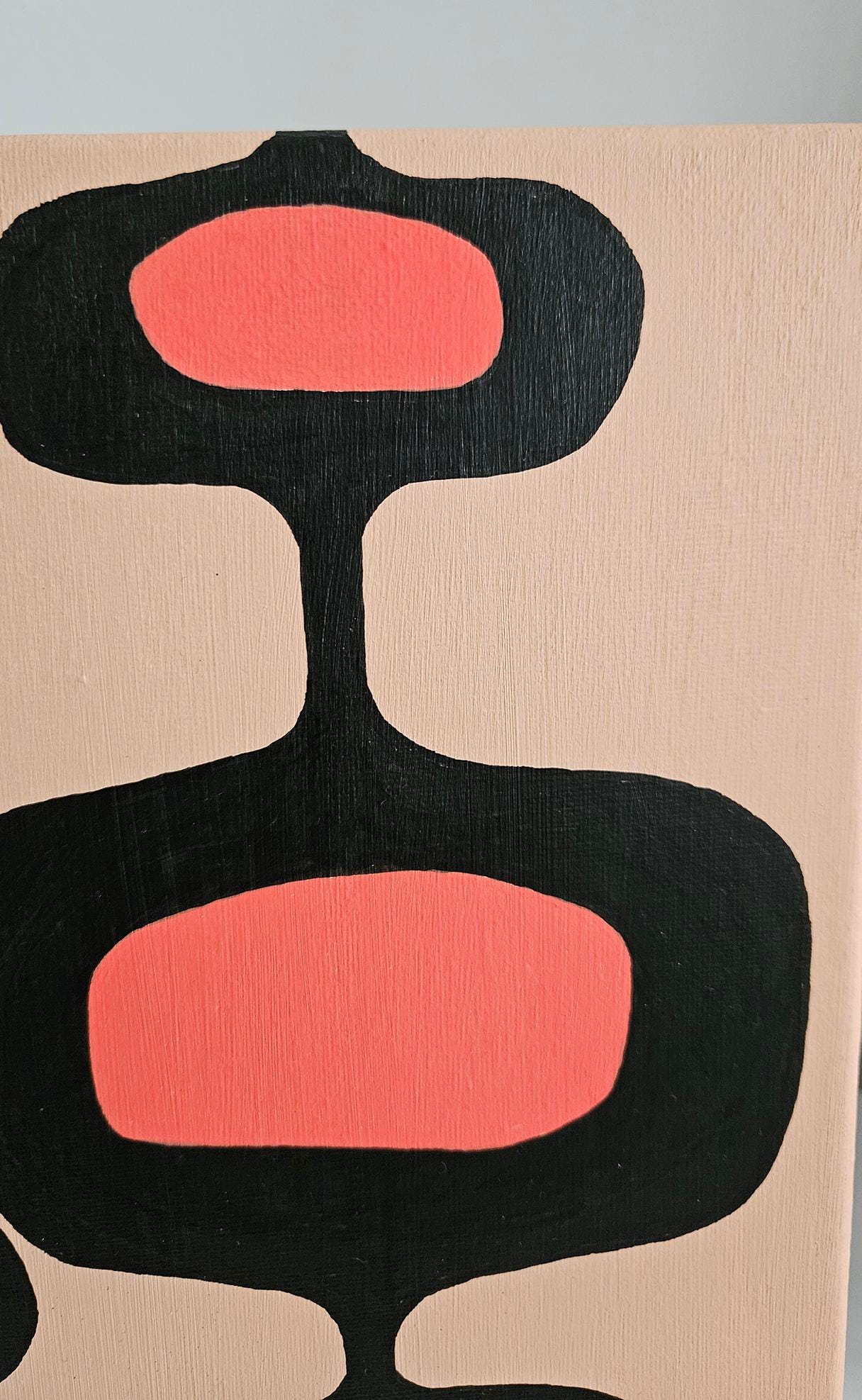 Mid Century Modern Retro Inspired Abstract Acrylic Painting, Original Space Age MCM Style Art