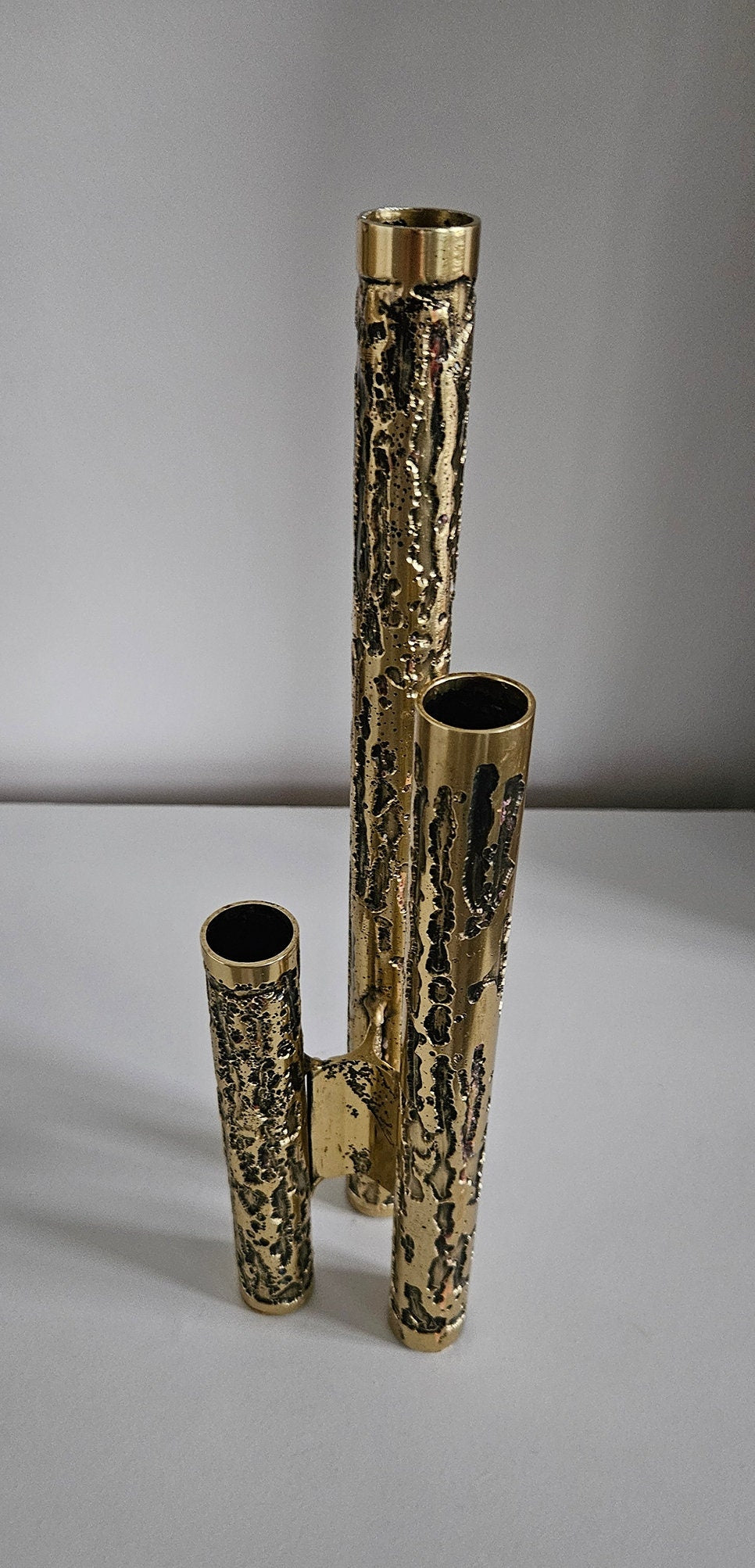 1970's Vintage Brutalist Metal Candlestick Holder By Stephen Daly - Rhonnina Design