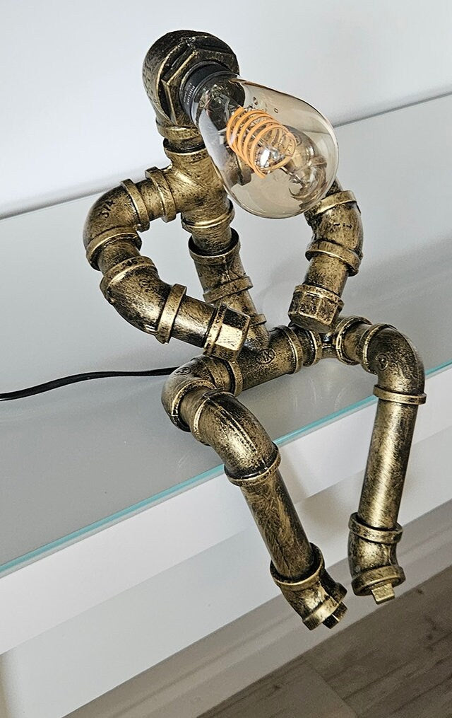 Industrial Style Metal Pipe Man Table Lamp