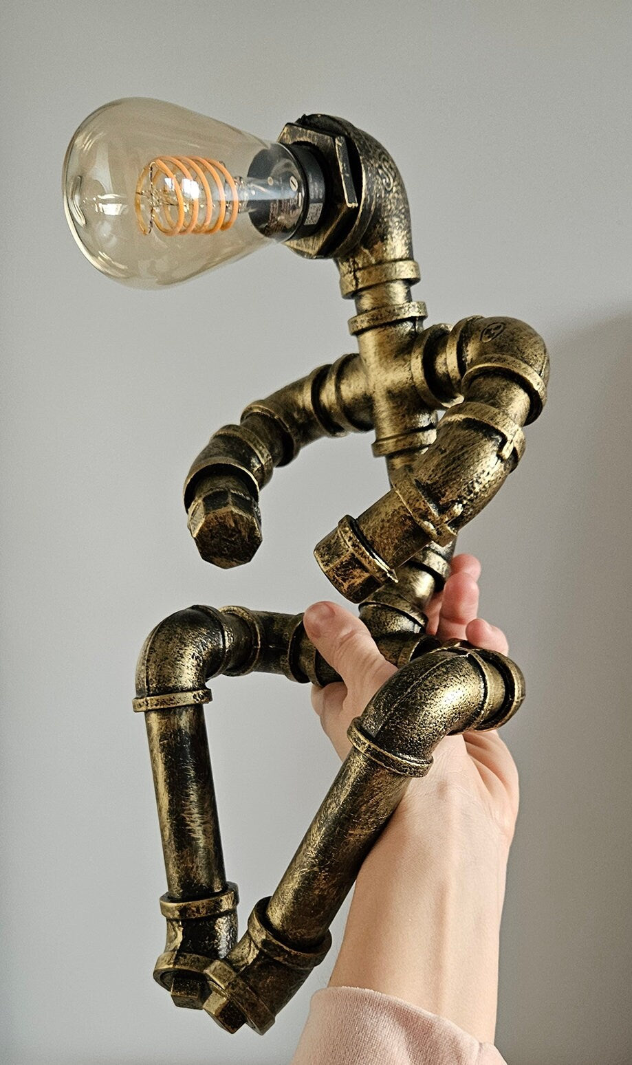 Industrial Style Metal Pipe Man Table Lamp