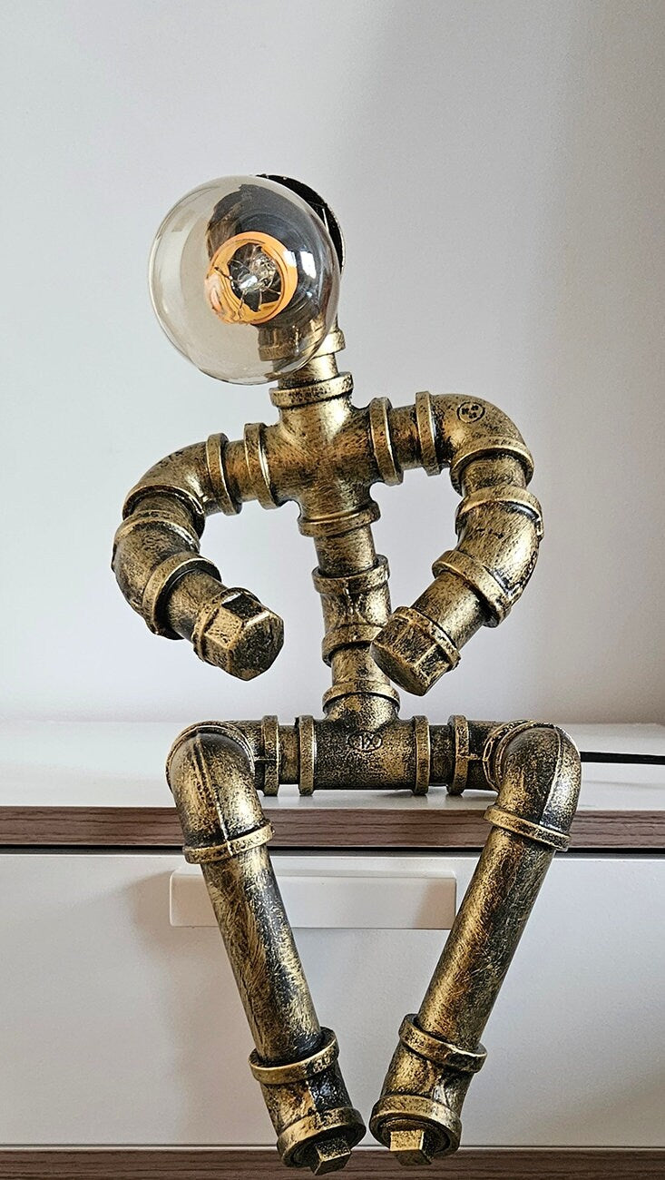 Industrial Style Metal Pipe Man Table Lamp