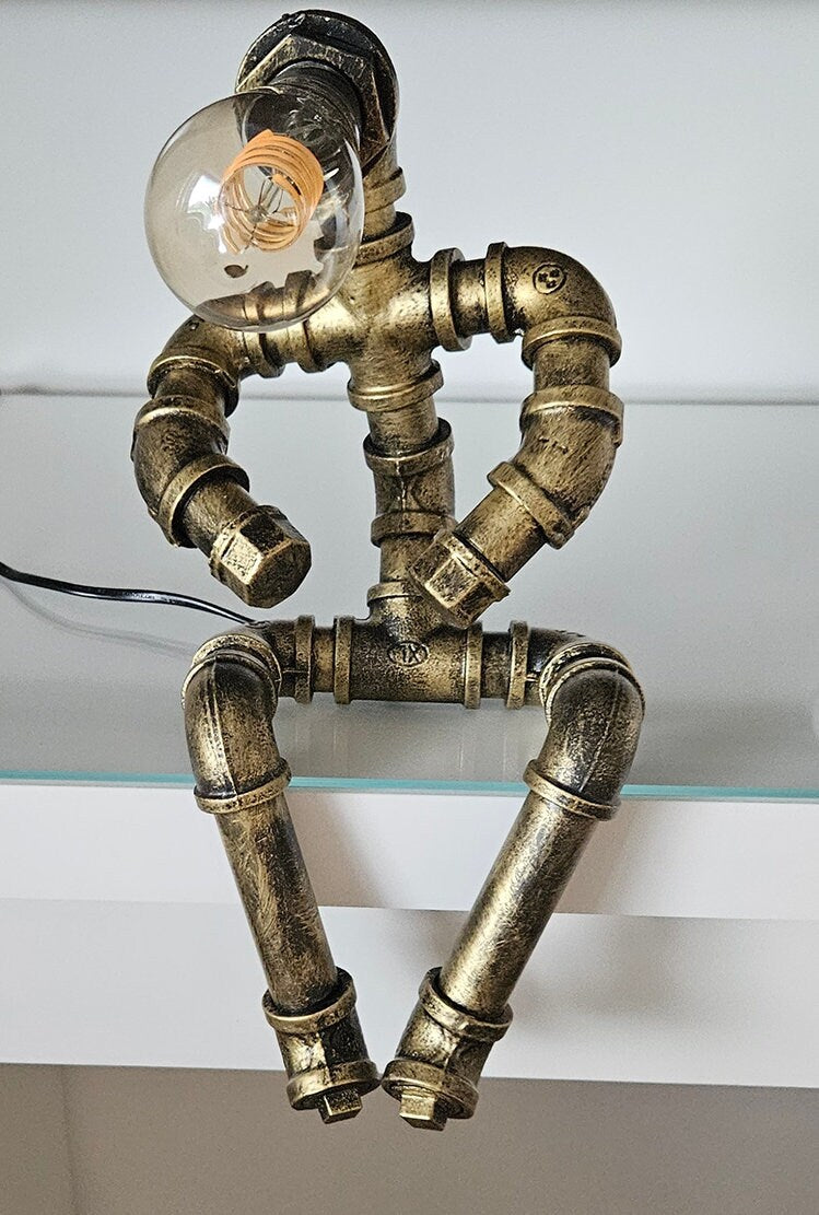 Industrial Style Metal Pipe Man Table Lamp