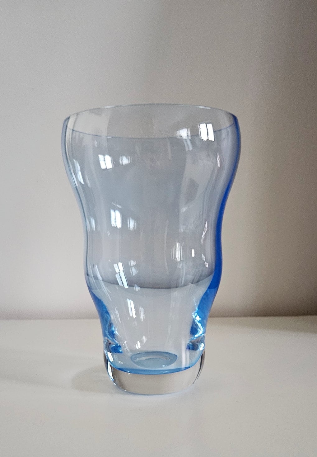 Vintage Blue Czech Bohemia Crystal Glass Vase