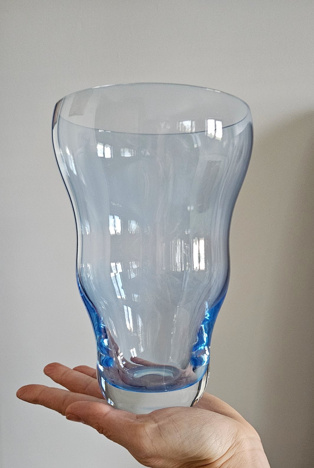 Vintage Blue Czech Bohemia Crystal Glass Vase