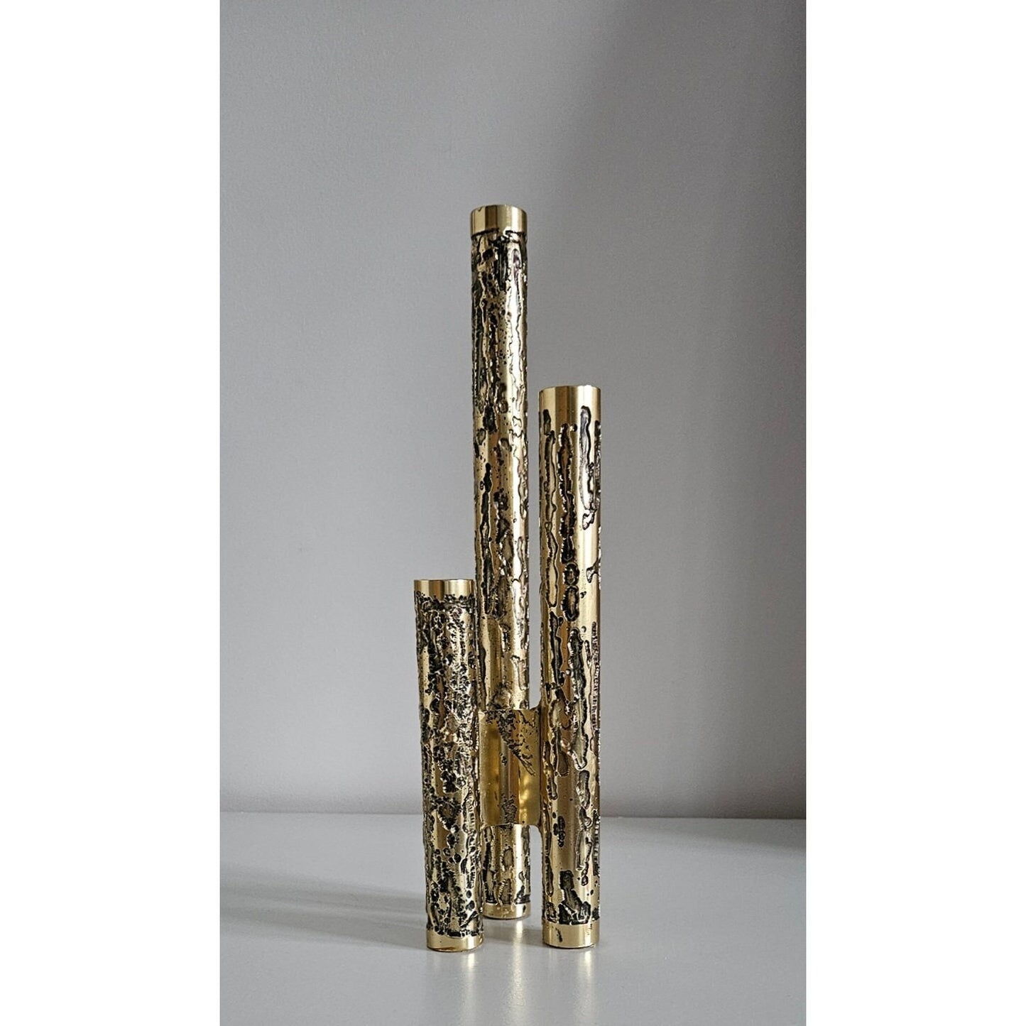 1970's Vintage Brutalist Metal Candlestick Holder By Stephen Daly - Rhonnina Design