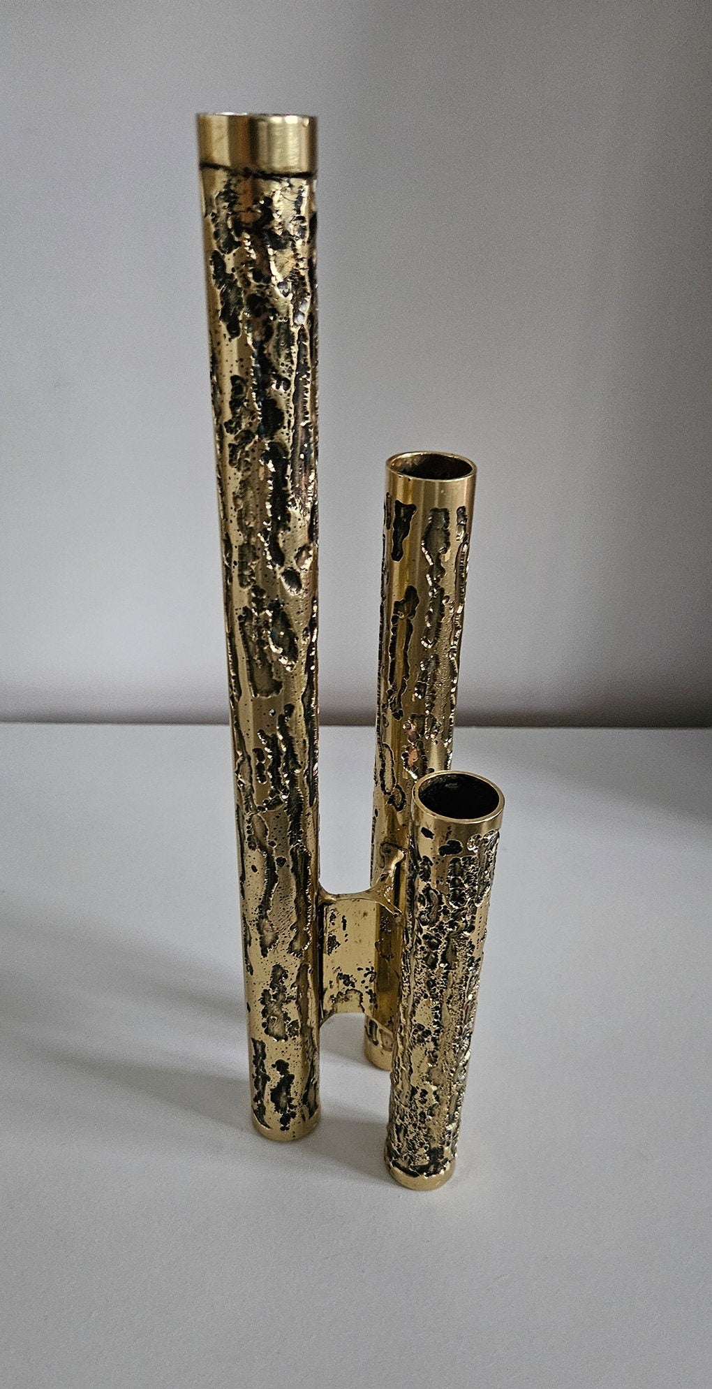 1970's Vintage Brutalist Metal Candlestick Holder By Stephen Daly - Rhonnina Design