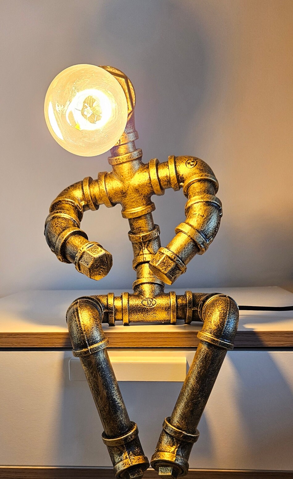 Industrial Style Metal Pipe Man Table Lamp