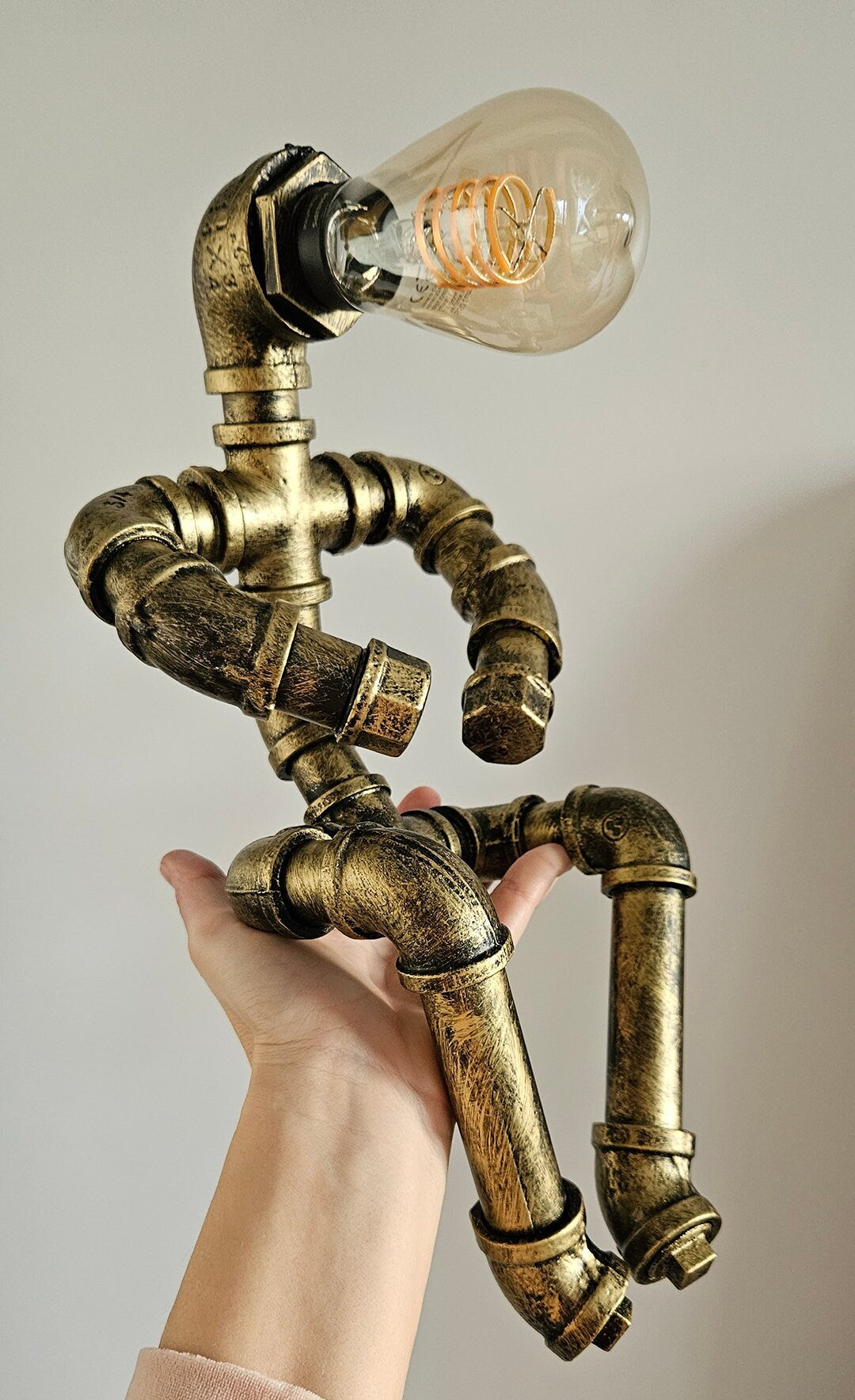 Industrial Style Metal Pipe Man Table Lamp