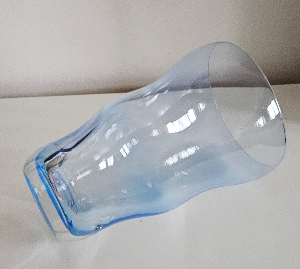 Vintage Blue Czech Bohemia Crystal Glass Vase