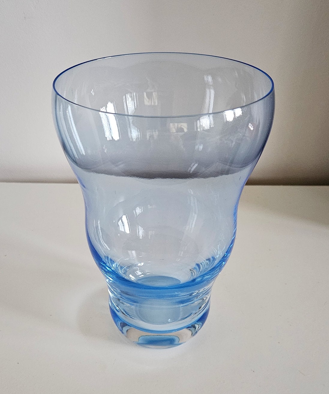 Vintage Blue Czech Bohemia Crystal Glass Vase