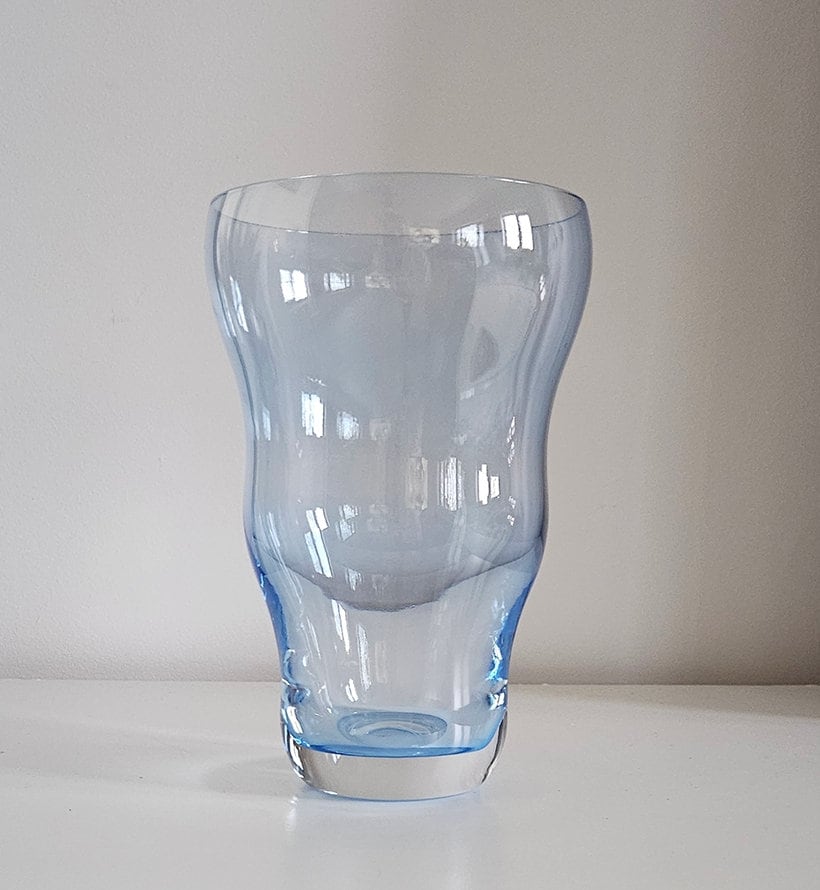 Vintage Blue Czech Bohemia Crystal Glass Vase