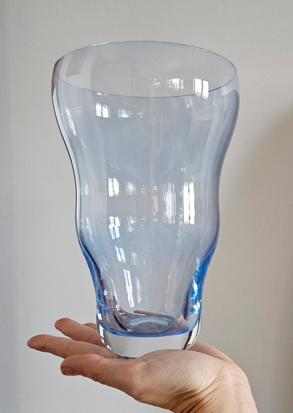Vintage Blue Czech Bohemia Crystal Glass Vase