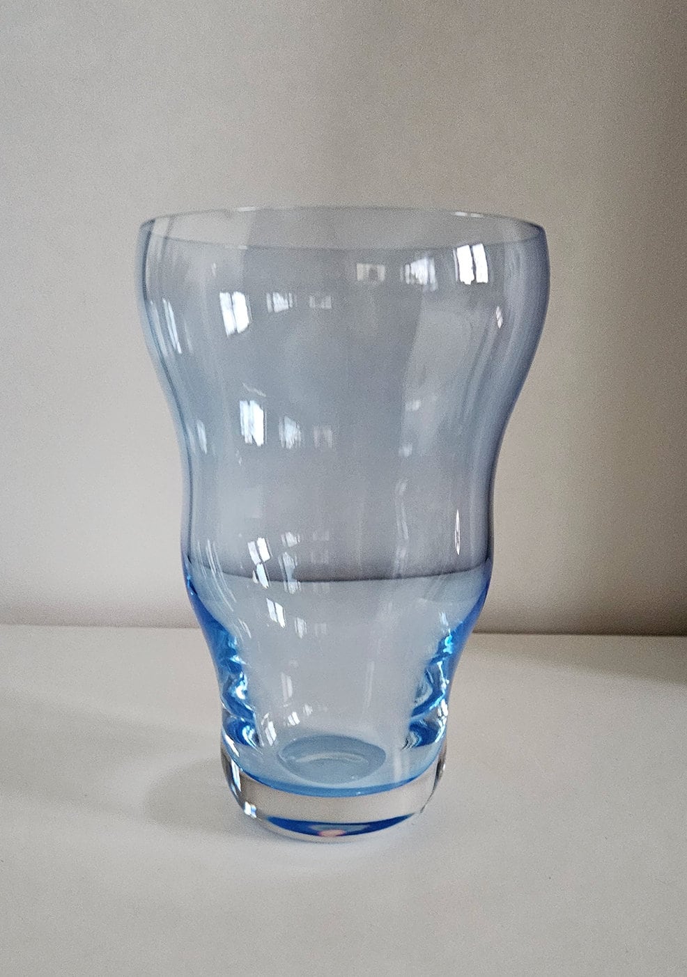 Vintage Blue Czech Bohemia Crystal Glass Vase