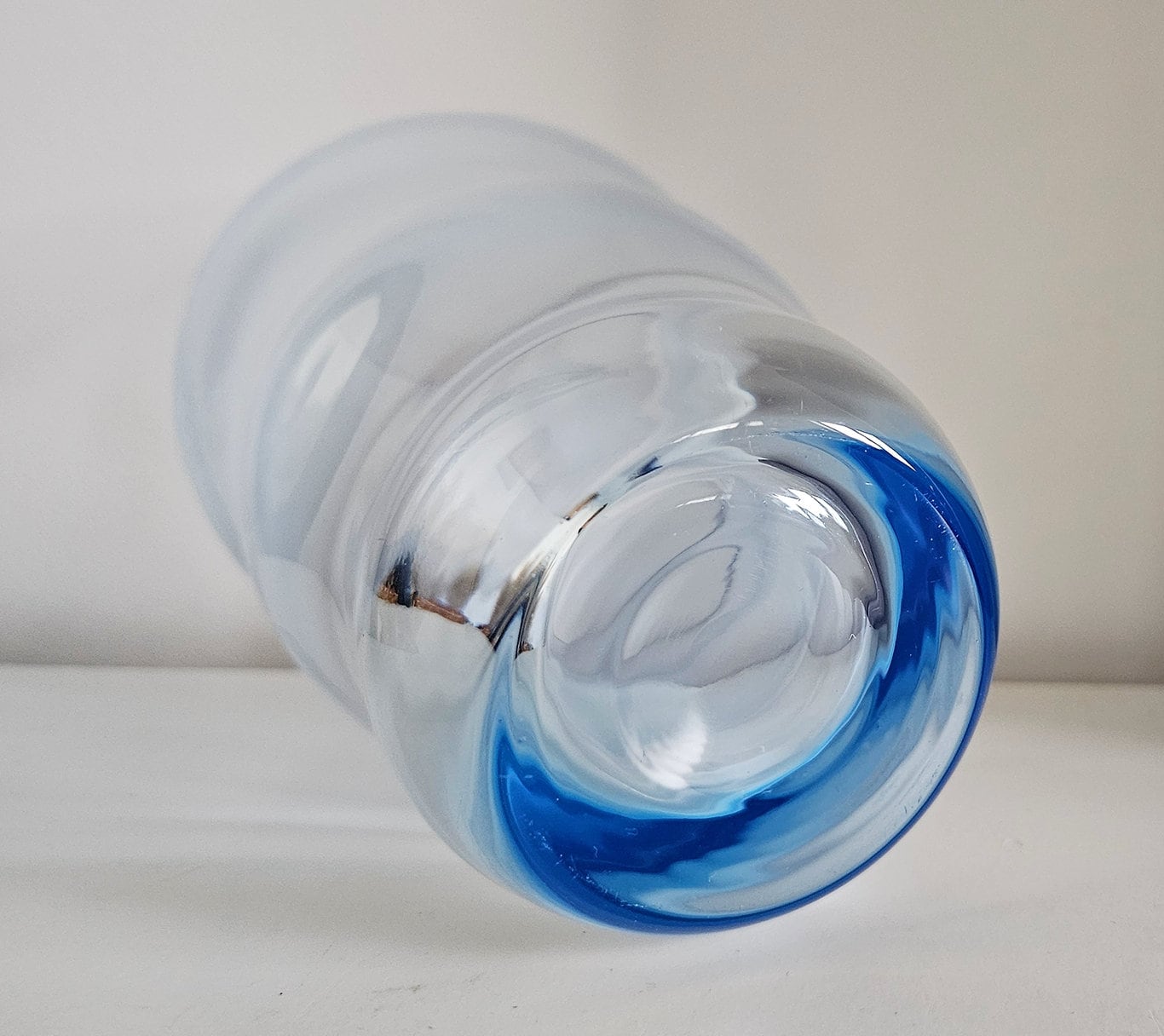 Vintage Blue Czech Bohemia Crystal Glass Vase
