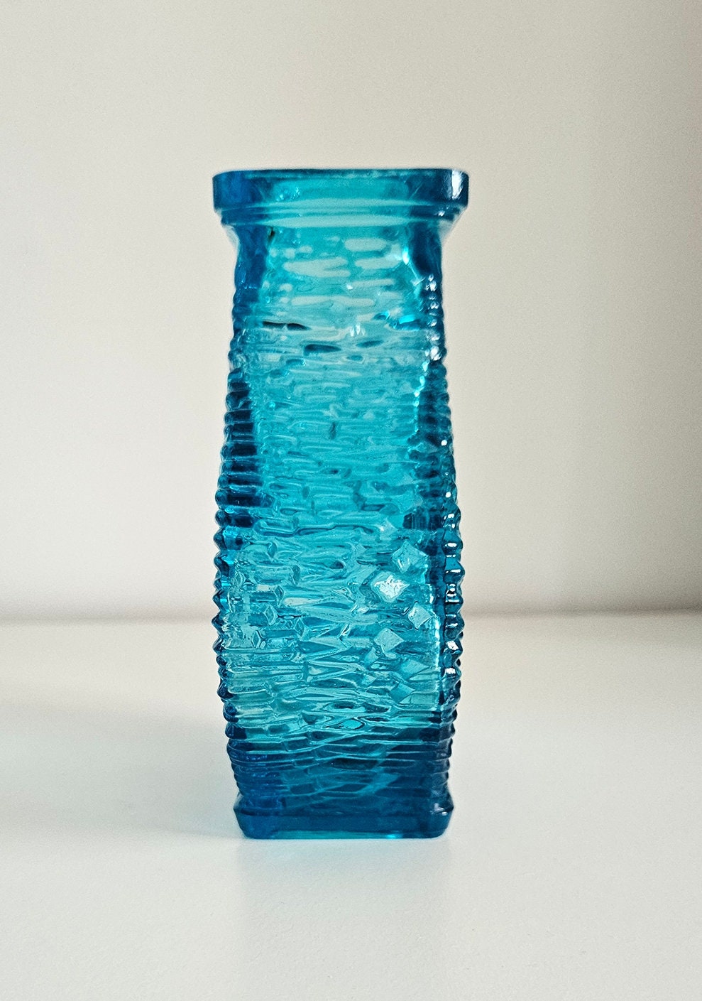 Vintage Oberglas Austria Blue Glass Textured 'Eye' Vase