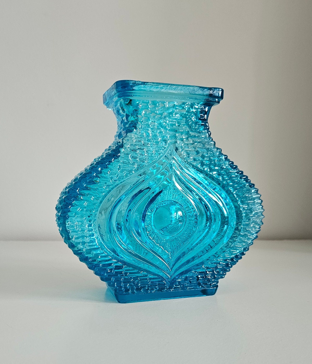 Vintage Oberglas Austria Blue Glass Textured 'Eye' Vase