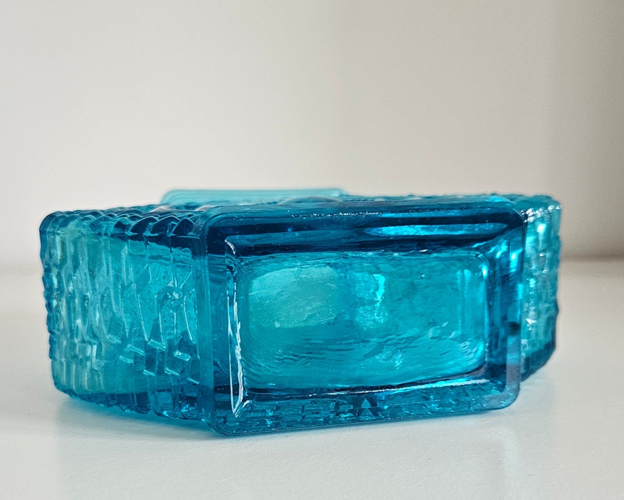 Vintage Oberglas Austria Blue Glass Textured 'Eye' Vase