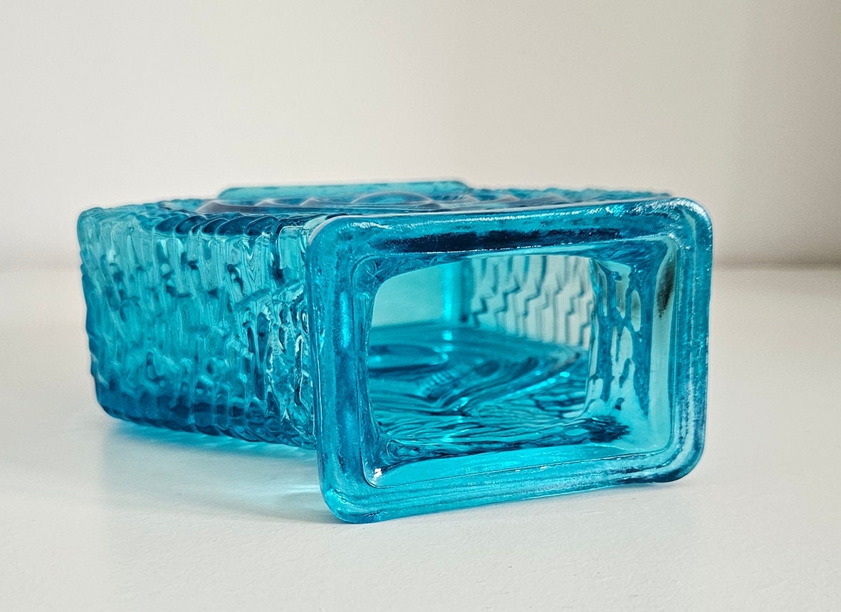 Vintage Oberglas Austria Blue Glass Textured 'Eye' Vase