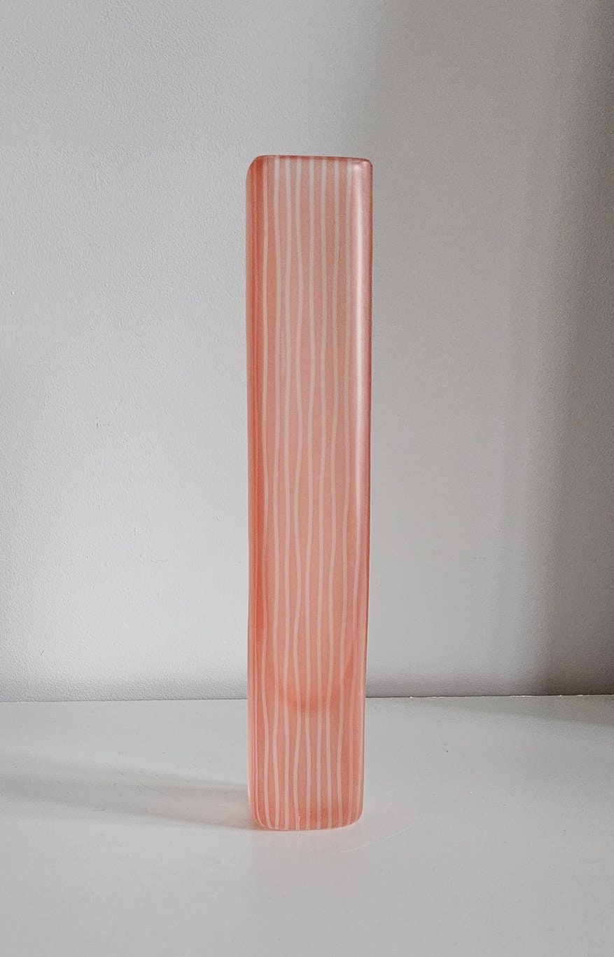 Penelope Wurr Contemporary Sandblasted Striped Art Glass Vase