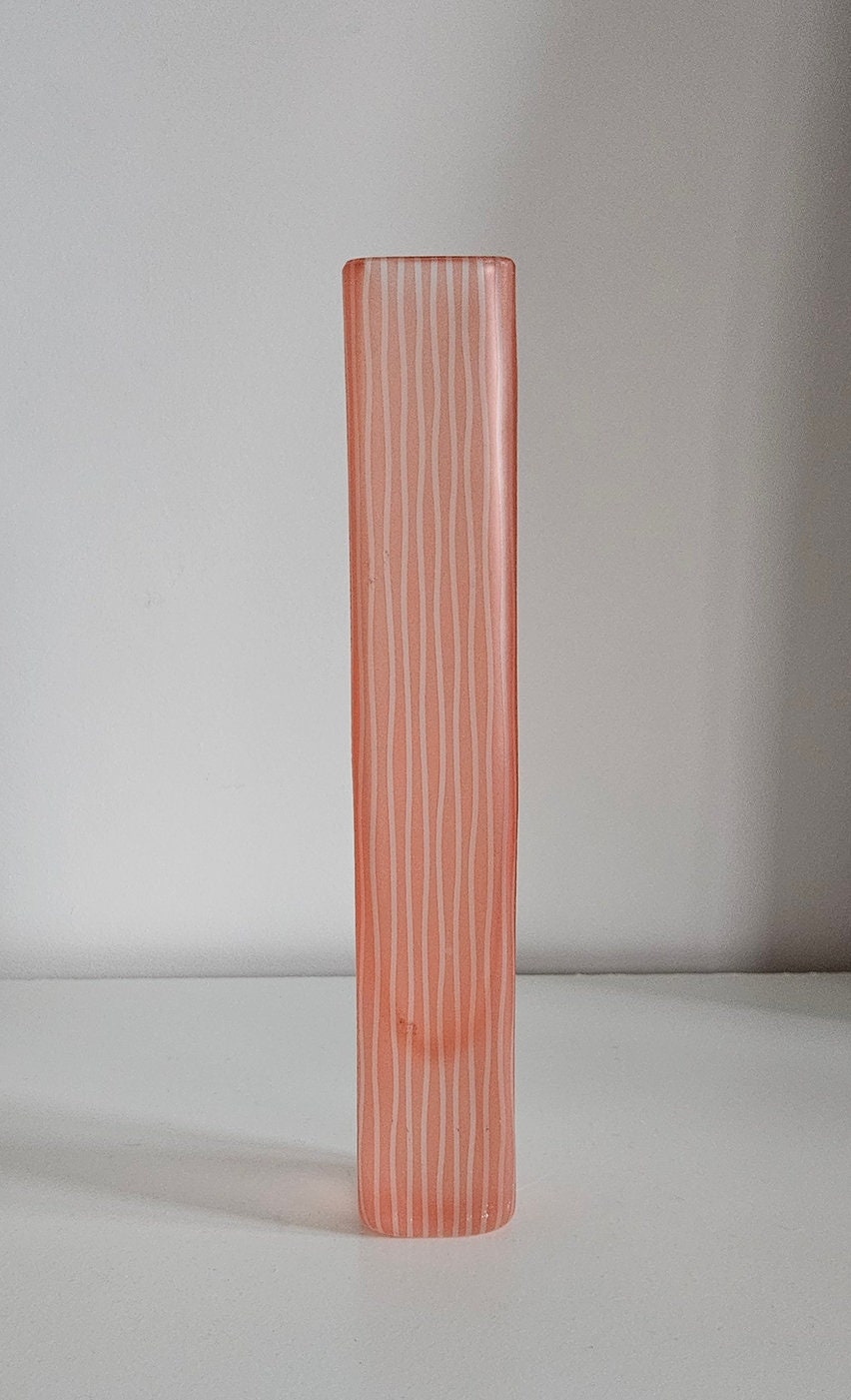 Penelope Wurr Contemporary Sandblasted Striped Art Glass Vase