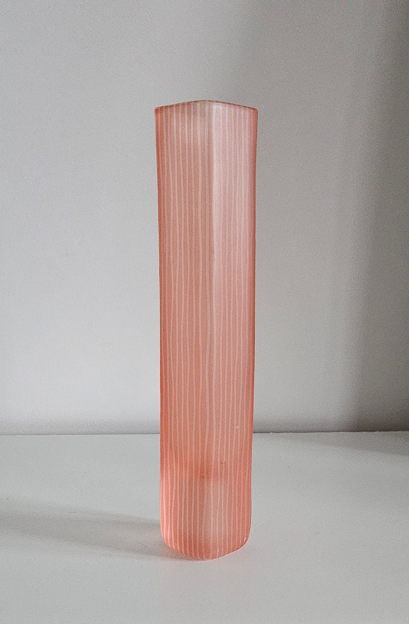 Penelope Wurr Contemporary Sandblasted Striped Art Glass Vase