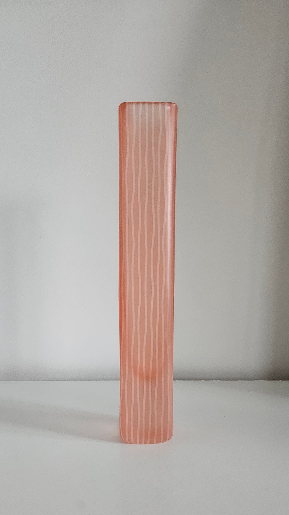 Penelope Wurr Contemporary Sandblasted Striped Art Glass Vase