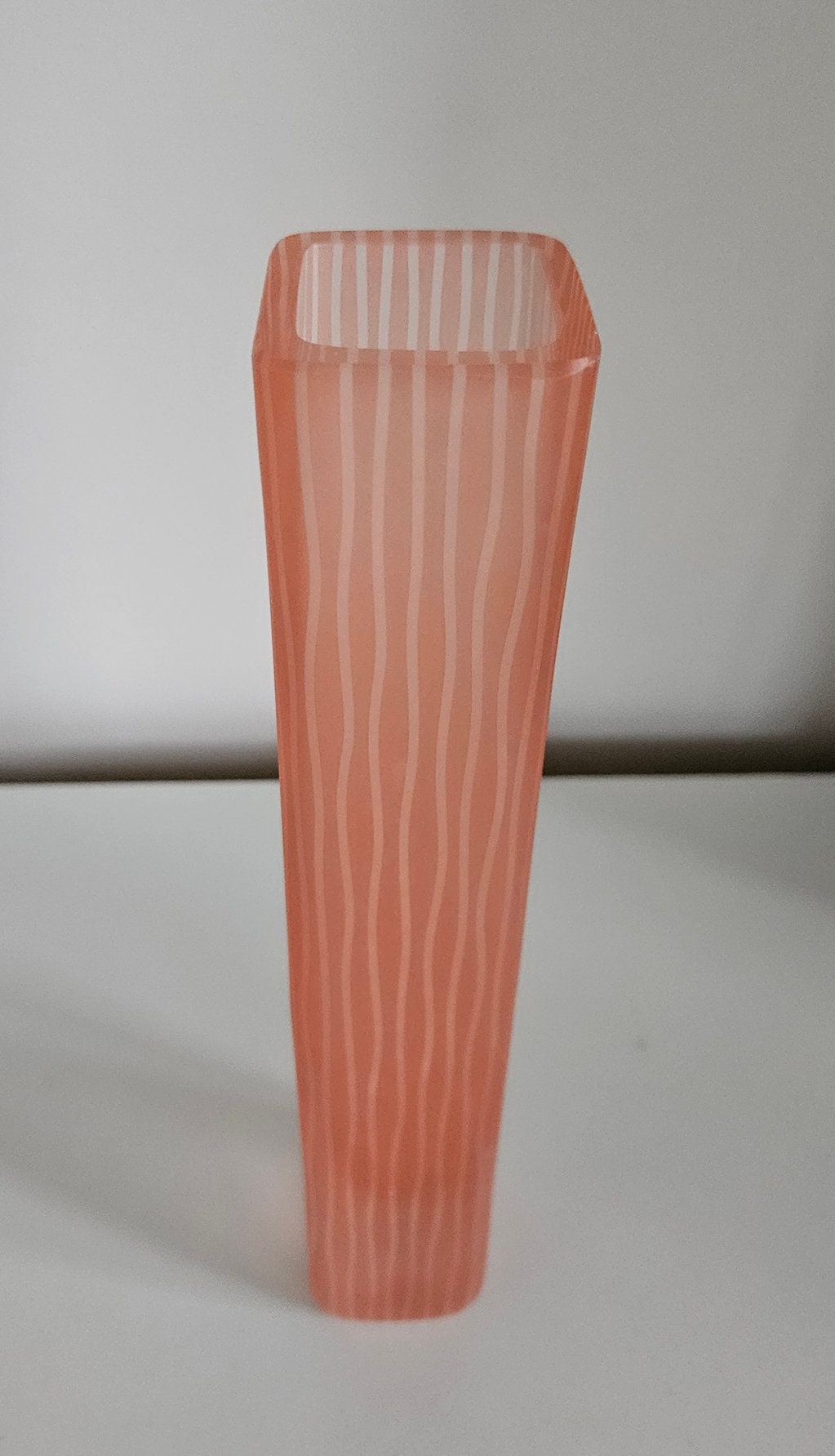 Penelope Wurr Contemporary Sandblasted Striped Art Glass Vase
