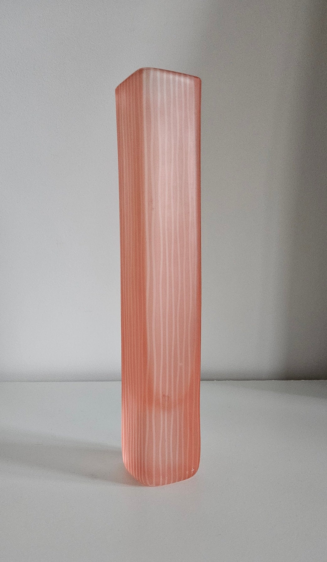 Penelope Wurr Contemporary Sandblasted Striped Art Glass Vase