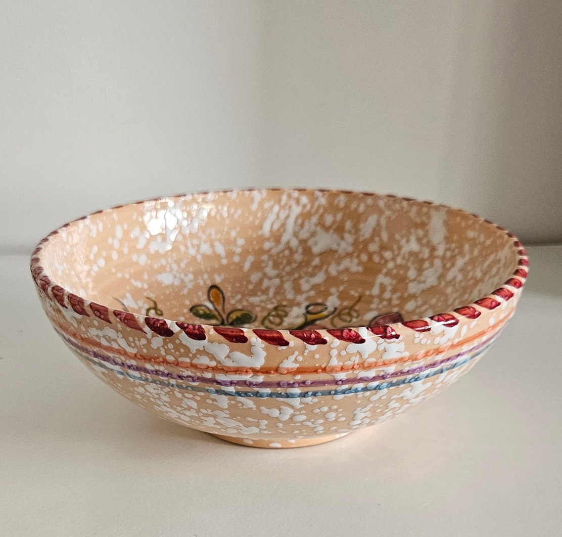 Vintage Oniria Spanish Folk Art Pottery Bowl
