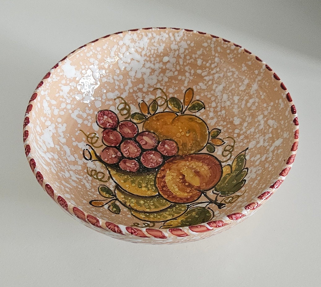 Vintage Oniria Spanish Folk Art Pottery Bowl