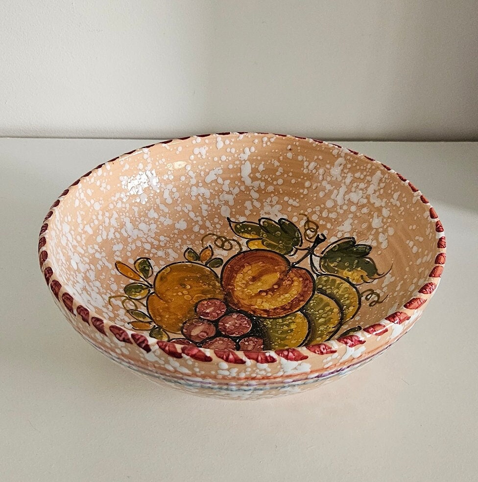 Vintage Oniria Spanish Folk Art Pottery Bowl