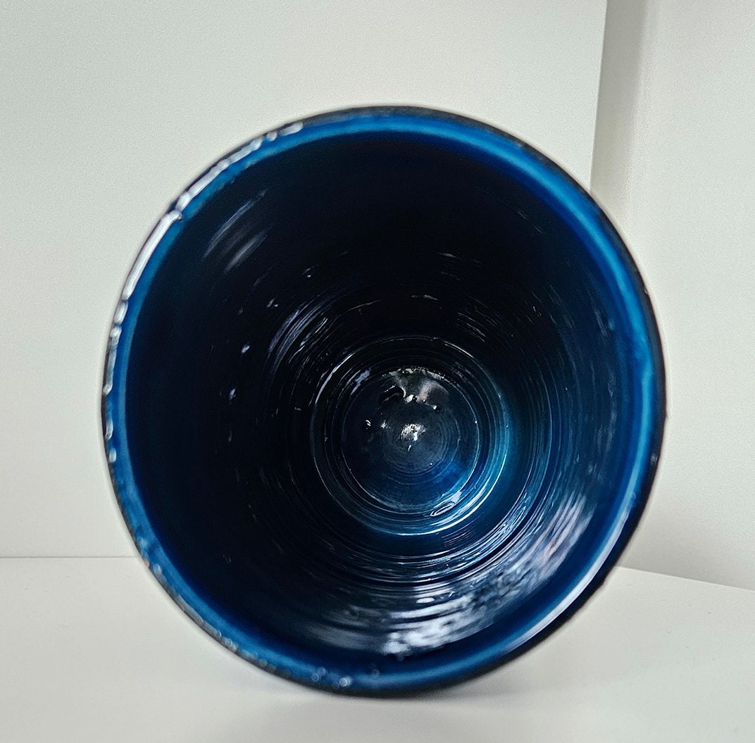 Mid-Century Aldo Londi For Bitossi Blue Rimini Cylinder Vase